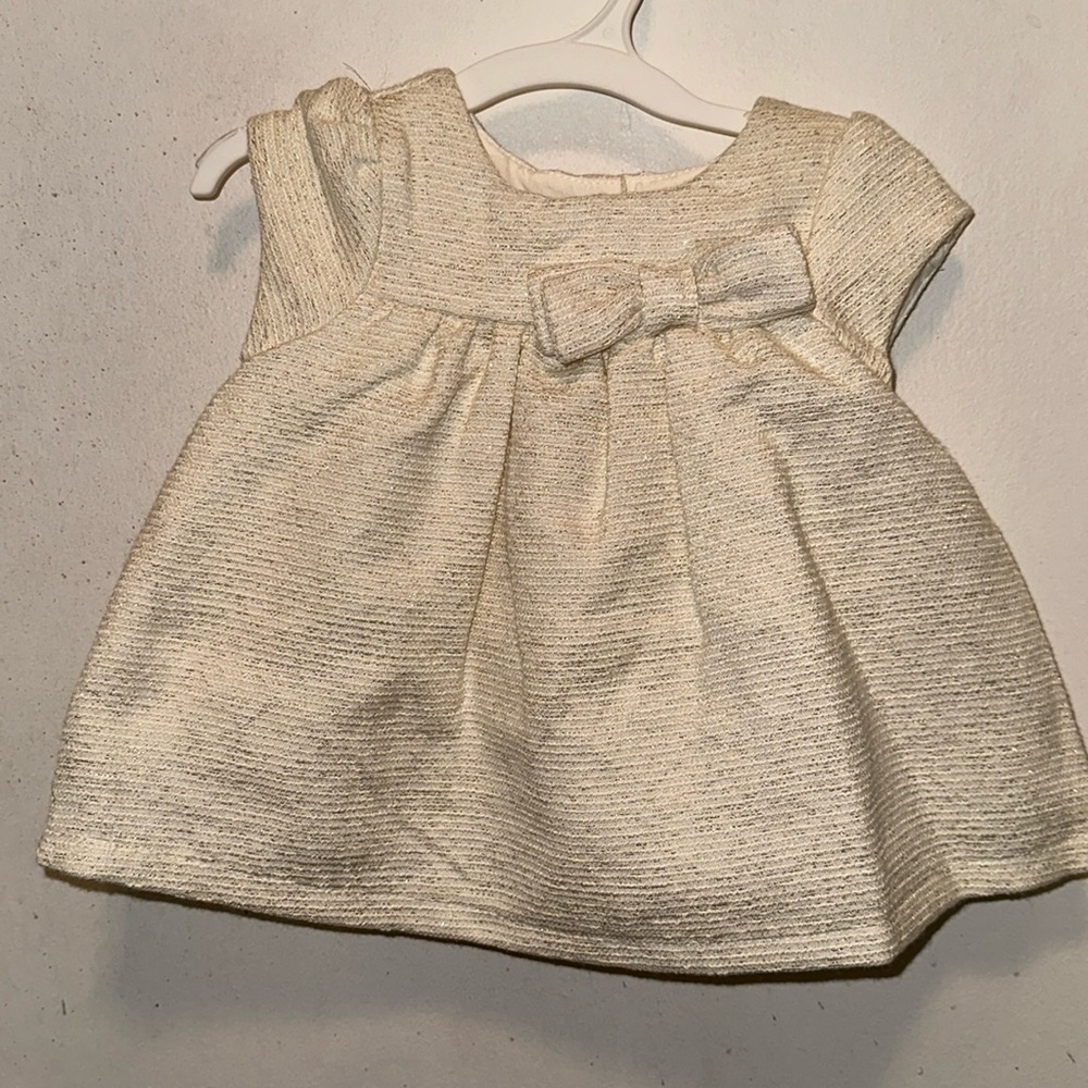 New Cat &Jack Ivory dress with gold thread, matching pant - smoke free home